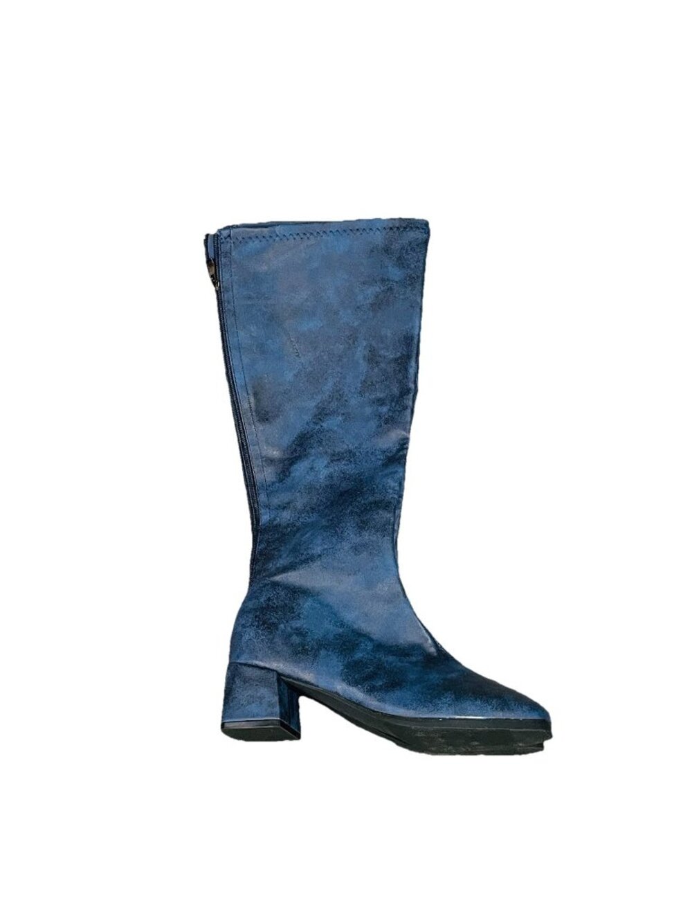 Shoes Womens Size 7.5 Blue Tall Knee High Boots Heeled Zip Comfort Lightweight
